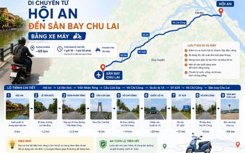 Sân bay Chu Lai cách Hội An bao xa
