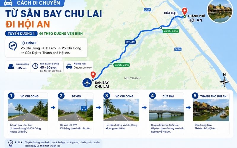 Sân bay Chu Lai cách Hội An bao xa