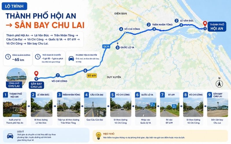 Sân bay Chu Lai cách Hội An bao xa