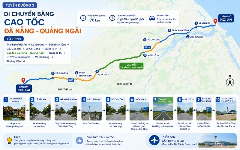 Sân bay Chu Lai cách Hội An bao xa