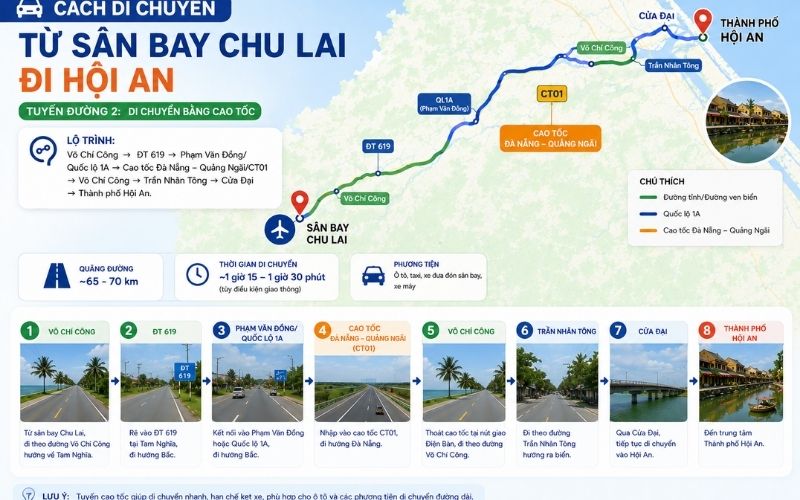 Sân bay Chu Lai cách Hội An bao xa